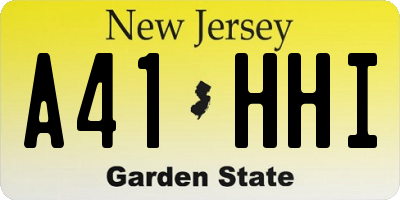 NJ license plate A41HHI