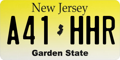 NJ license plate A41HHR