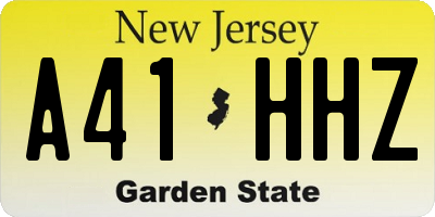 NJ license plate A41HHZ