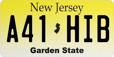 NJ license plate A41HIB