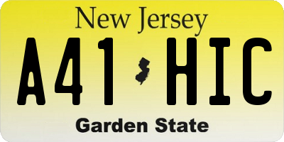 NJ license plate A41HIC