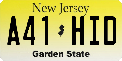 NJ license plate A41HID