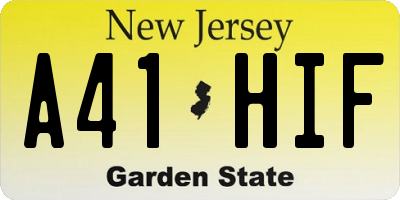 NJ license plate A41HIF