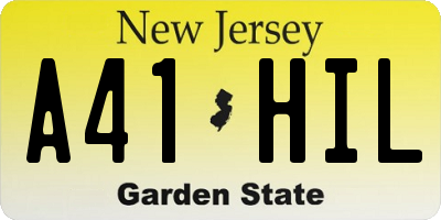 NJ license plate A41HIL