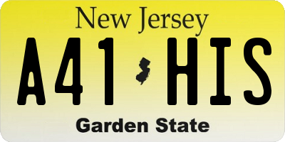 NJ license plate A41HIS