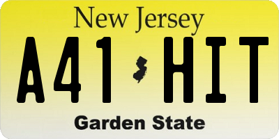 NJ license plate A41HIT