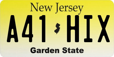 NJ license plate A41HIX