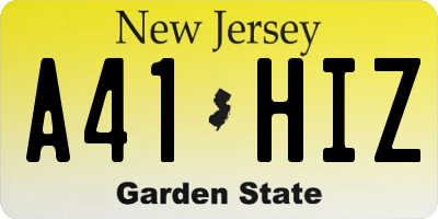 NJ license plate A41HIZ