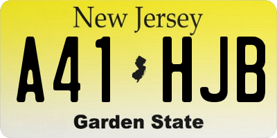 NJ license plate A41HJB