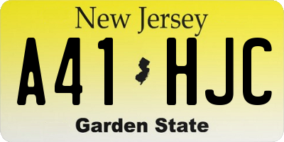 NJ license plate A41HJC
