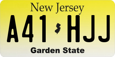 NJ license plate A41HJJ