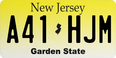 NJ license plate A41HJM
