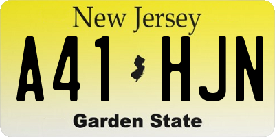 NJ license plate A41HJN