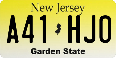 NJ license plate A41HJO