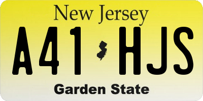 NJ license plate A41HJS