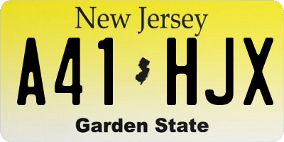 NJ license plate A41HJX