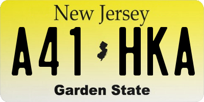 NJ license plate A41HKA