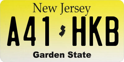 NJ license plate A41HKB