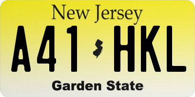 NJ license plate A41HKL