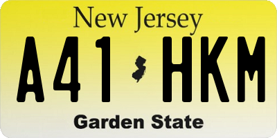NJ license plate A41HKM