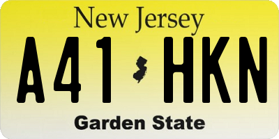 NJ license plate A41HKN