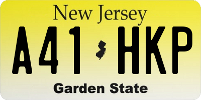 NJ license plate A41HKP