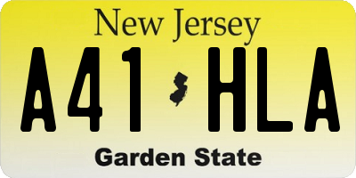 NJ license plate A41HLA