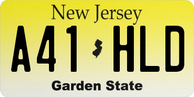 NJ license plate A41HLD