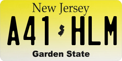 NJ license plate A41HLM