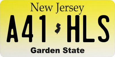 NJ license plate A41HLS