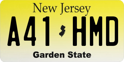 NJ license plate A41HMD