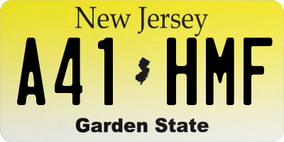 NJ license plate A41HMF