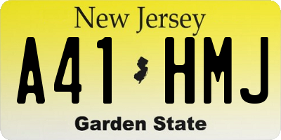 NJ license plate A41HMJ
