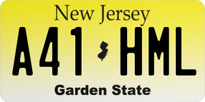 NJ license plate A41HML