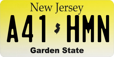 NJ license plate A41HMN