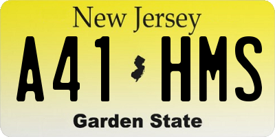 NJ license plate A41HMS
