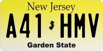 NJ license plate A41HMV