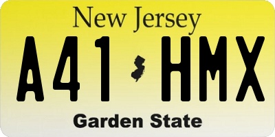 NJ license plate A41HMX