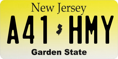 NJ license plate A41HMY