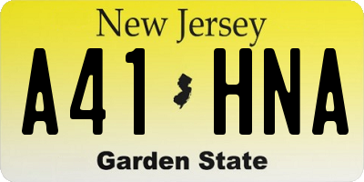 NJ license plate A41HNA