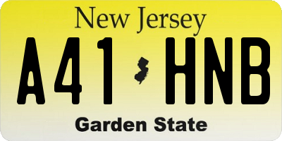 NJ license plate A41HNB