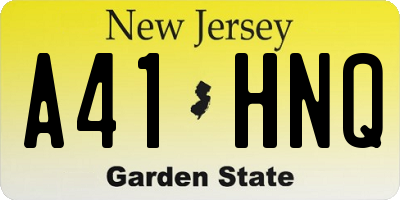 NJ license plate A41HNQ