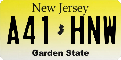 NJ license plate A41HNW