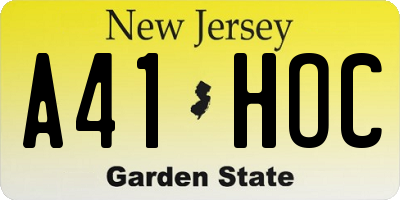 NJ license plate A41HOC
