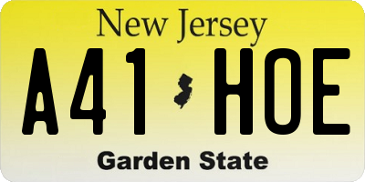 NJ license plate A41HOE