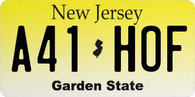 NJ license plate A41HOF