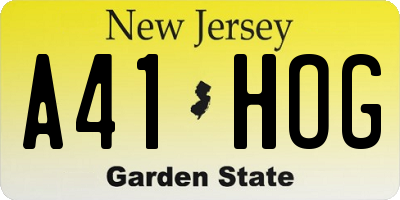 NJ license plate A41HOG