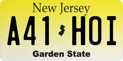 NJ license plate A41HOI