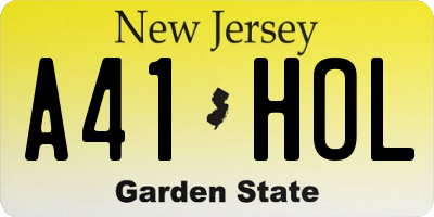NJ license plate A41HOL
