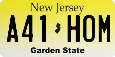 NJ license plate A41HOM